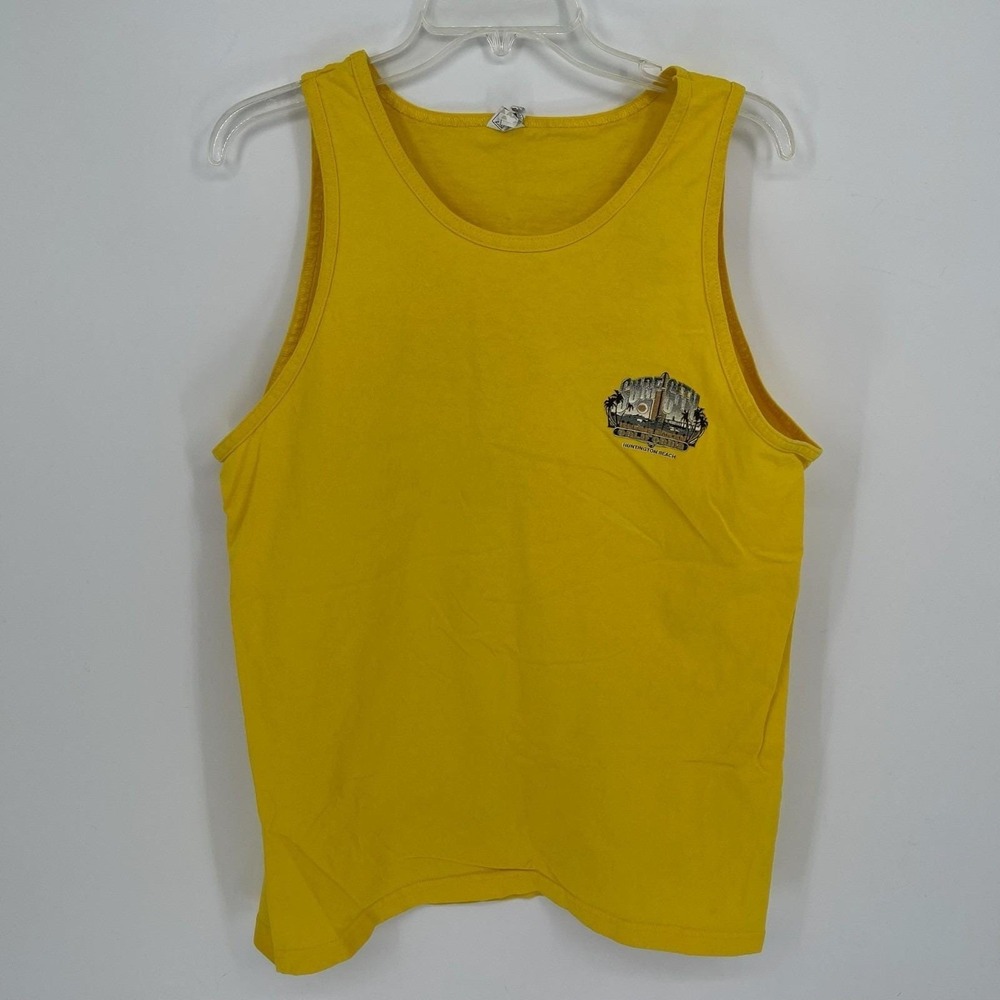 Alstyle Men's‎ Y2K Yellow Surf City California Huntington Beach Tank Top Size L